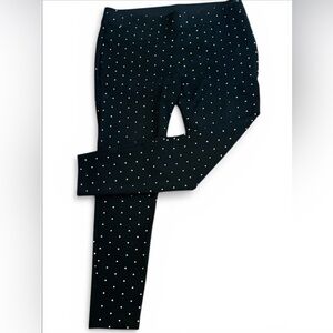Polka Dot Slim-Fit Leggings – Black With Gold Polka Dots Size XL